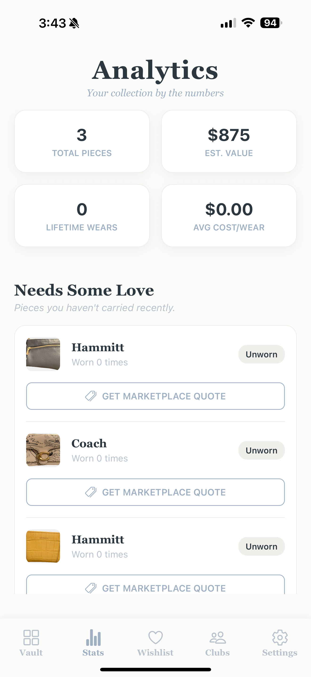 Pursely Analytics Screen